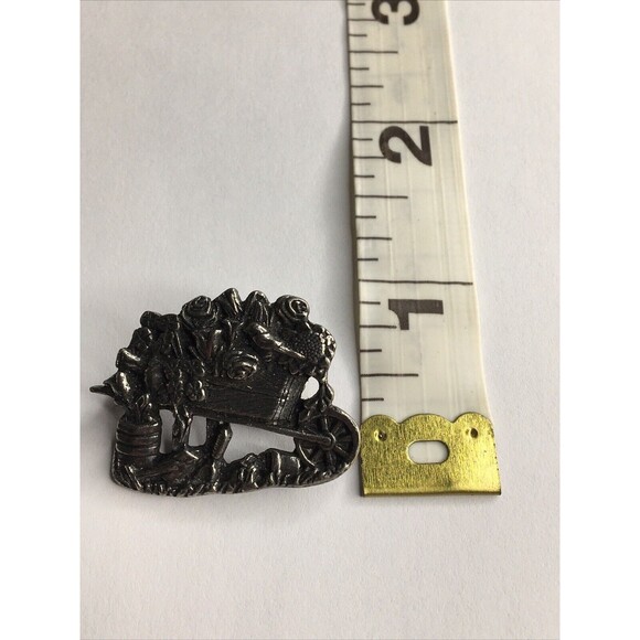 Birds & Blooms Brooch Pin Pewter Flower Wheelbarrow Granny Cottage Fairycore - Picture 8 of 8